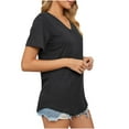 thumbnail image 5 of ClodeEU Women's V Neck Short Sleeve Tee ,Solid Color Casual Loose T Shirt Black,Womens Plus S, 5 of 8