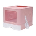 thumbnail image 2 of Caja de arena para gatos con capucha y tapa, caja de arena grande para gatos, accesorios para mascotas, gato cerrado rosa, 2 of 8