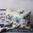 thumbnail image 3 of Teal Blue Tulip Throw Pillow Covers, Soft Pillowcases with Invisible Zipper, Vintage Brown Flowers Elegant Plant Decorative Square Pillow Cushion Covers for Living Room Couch Sofa Bed 18x18 Inches, 3 of 8