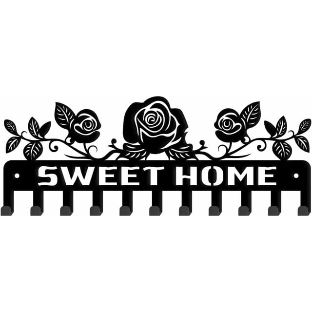 Ganchos para llaves con diseño de rosas de Sweet Home, organizador de llaves de pared para puerta, para correa de perro, gancho decorativo con tornillos para decoración artística.