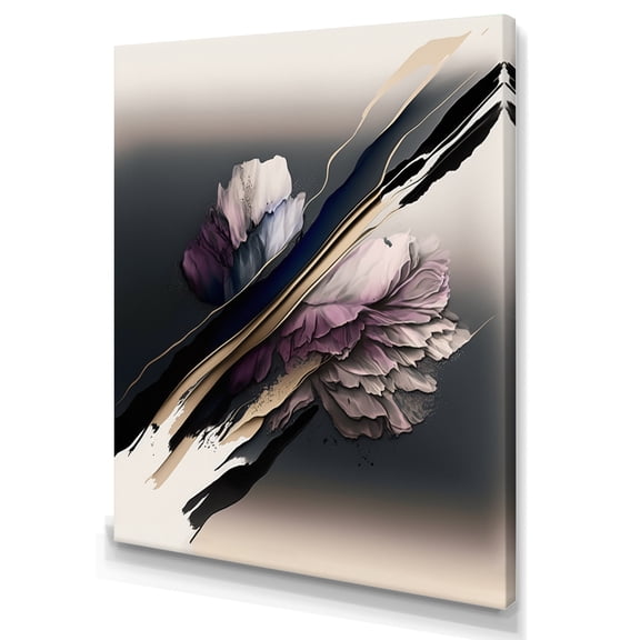 Designart Purple And Beige Peony Hyperrealistic Flowers II Canvas Wall Art