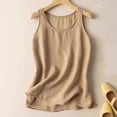 thumbnail image 2 of NIEWTR Linen Tank Tops for Women Summer Vacation Lounge Tees Loose Fit Sleeveless Scoop Neck Shirts Lightweight Tshirts（A01-Khaki,3XL), 2 of 5