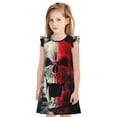 thumbnail image 1 of Fotbe Red And White Screaming Demon Skull Vestido de Dormir para Niñas de 3 a 10 Años, Mangas Cortas, Estilo Princesa, Pijama Camisón con Mangas Voladas-Small, 1 of 6