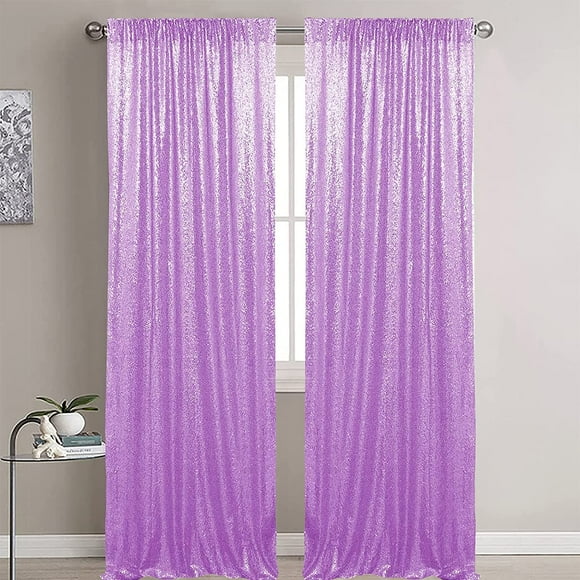 WISPET Lavender Sequin Backdrop Curtains 2 Panels 4FTx8FT Glitter Lavender Photo Backdrop Drapes Party Wedding Baby
