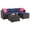 Brown four-line rattan + navy blue cushion + red pillow, variant on Elegant 5-Piece Patio Furniture Set – Outdoor L-Shaped Sectional Sofa, All-Weather PE Rattan, Glass Coffee Table, Red Cushions, Blue Floral Pillows – Garden, Backyard, Porch, Balcony