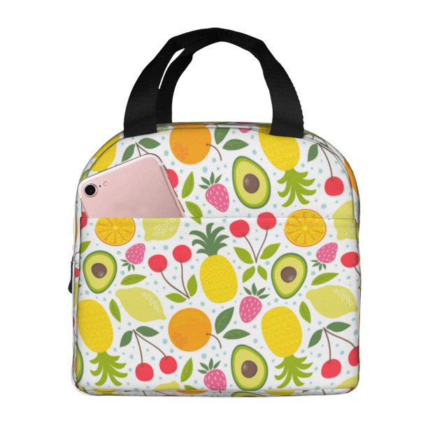 Easygdp Avocado And Pineapple Bolsa Térmica Premium - Tela Oxford Impermeable, Gran Capacidad, Bolsillo Frontal, Unisex para Trabajo, Escuela, Actividades al Aire Libre y Picnics