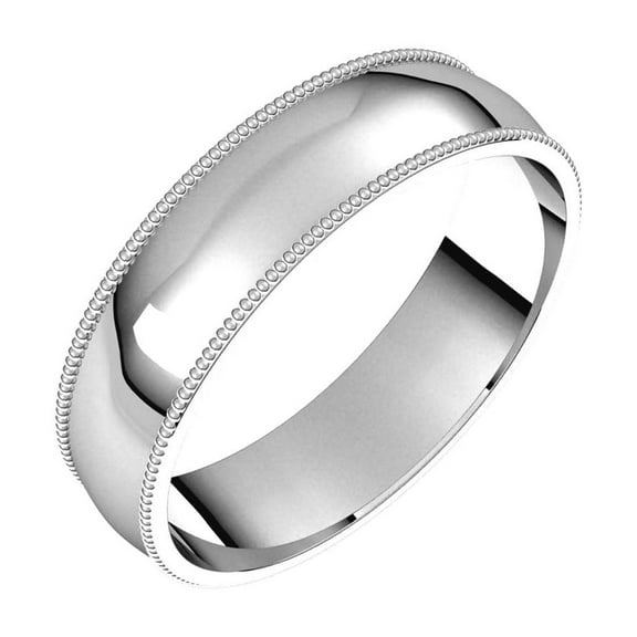 925 Sterling Silver Half Round Milgrain 5mm Comfort-fit Wedding Band Ring Size 11 Wedding Band for Women and Men