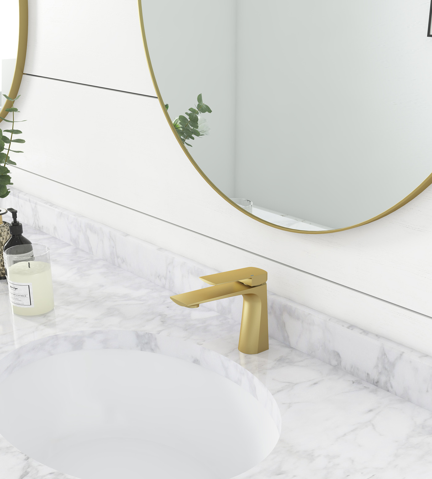 YZZY Brushed Gold Single Handle Vessel Sink Faucet Hot and Cold Water Mixer Brass Body Single Hole Bathroom Sink Faucet