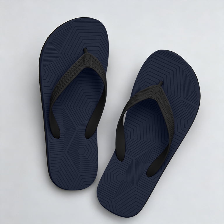 Men\'s Blue Black Orthopedic Footbed Flip Flops Fabric Toe Post Beach Sandals Amazon.com | ONCAI Orthopedic Flip Flops for Men Mens Arch  main image 3