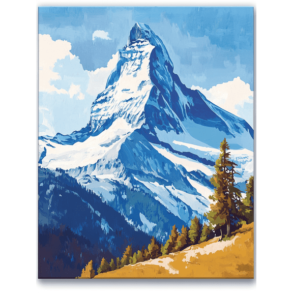 Blue Mountain Landscape Canvas Art Print,Suitable for Living Room,Bedroom,Office,Hotel,Dining Room Decoration
