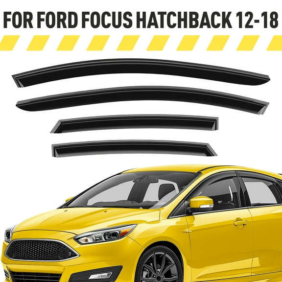 AEROGUYS Extra Durable Window Deflectors Tape-On Window Visors Rain Guards Fit for Ford Focus 2012-2018 Hatchback, Sun Visors, Wind VentVisors, Window Exterior Car Accessories - 4 pcs. AG0544