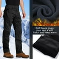 thumbnail image 2 of TRGPSG Men's Fleece Lined Cargo Pants, Waterproof Insulated Winter Hiking Pants, Multi-Pocket Thermal Work Pants,Black Size 36, 2 of 6