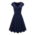 thumbnail image 3 of WILLBEST Vestidos Mono Informal De Manga Corta Con Cuello En V Y Color Liso Para Mujer, Falda Corta Con Vuelo Grande, Falda Informal De Verano, 3 of 3