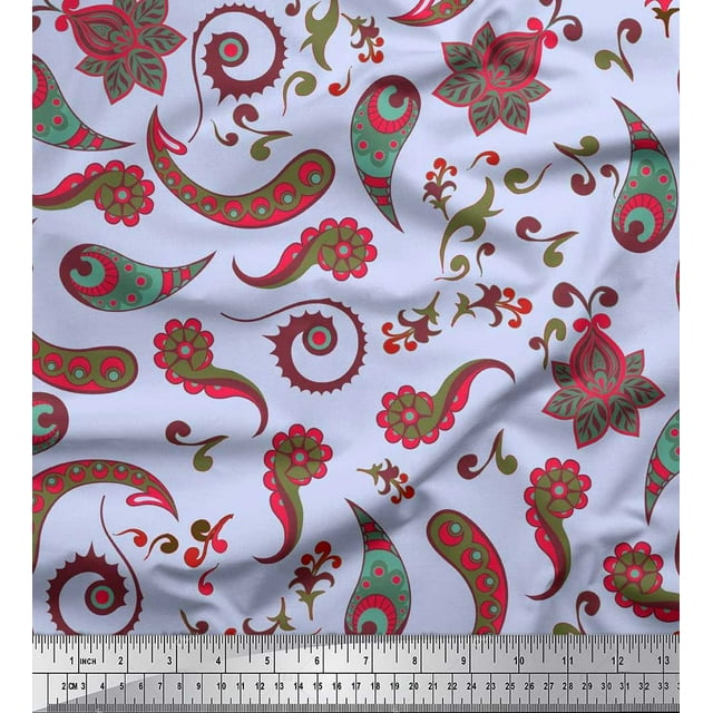 Soimoi Velvet Fabric Artistic Paisley Print Fabric by Yard 58 Inch Wide