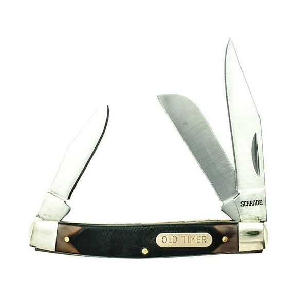 Old Timer Middleman Pocket Knife Clip, Sheepsfoot and Pen 7CR17 High Carbon Stainless Steel Blades Sawcut Handle