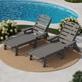 thumbnail image 5 of 2-Pack/1-Pack HDPE Pool Lounge Chairs - 5-Position Adjustable Chaise Lounges w/Cup Holder (450lb Capacity, Black/White/Grey), 5 of 7