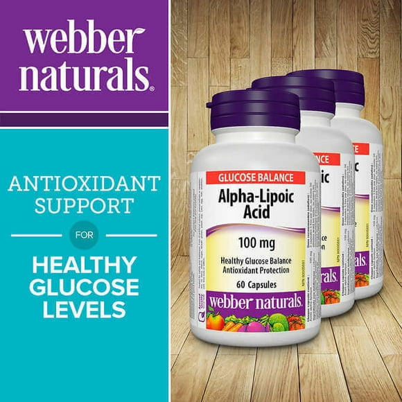 Webber Naturals Alpha Lipoic Acid 100 mg - 3 x 60 Gélules Antioxydant &amp; Santé Cellulaire