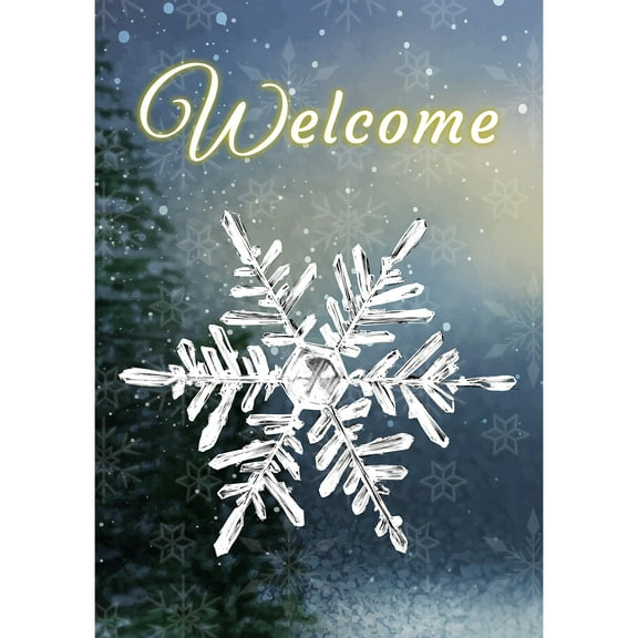 America Forever Winter Snowflakes Garden Flag 12.5 x 18 inch Welcome Double Sided Let it Snow Silver Hello Winter Night Seasonal Holiday Yard Outdoor Decor