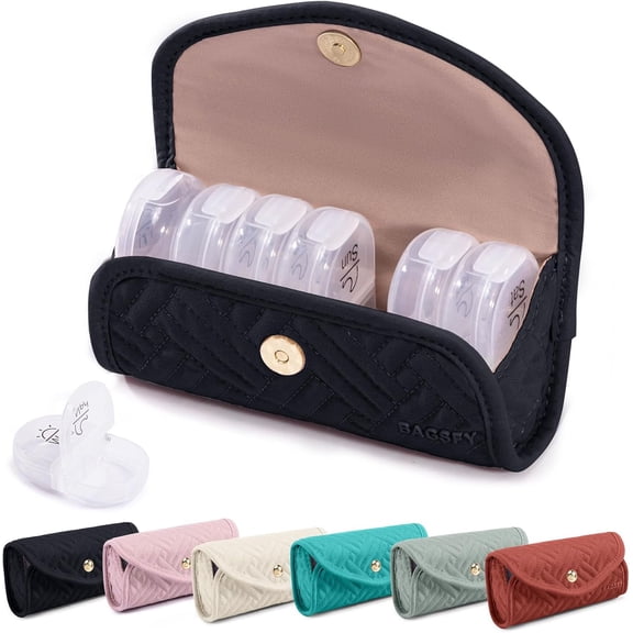 Weekly Pill Organizer 2 Times a Day in a Cute Fabric Pill Case, Medicine Bag, AM PM Pill Box 7 Day, Portable Medication Travel Case for Pills, Vitamins, Fish Oils, Supplements.