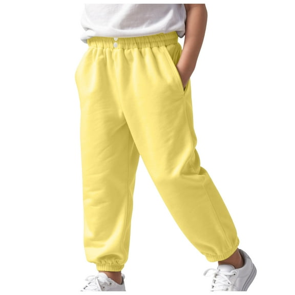KEXE Boys Sweatpants Boys Size 12 Pants Boy'S Active Athletic Casual Jogger Sweatpants With Pockets Yellow 9-10 Years