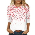 thumbnail image 2 of Luxalzxs Womens Valentine's Day Shirts Crewneck 3/4 Length Sleeve Oversized Tops Cute Love Heart Graphic Tees Dressy Casual Blouse, 2 of 5