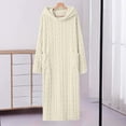 thumbnail image 2 of LYEAA Fleece Robes for Women with Hood Pullover Bathrobes Pocketed Solid Soft Long Sleeves Hooded Warm Housecoat Beige S, 2 of 6
