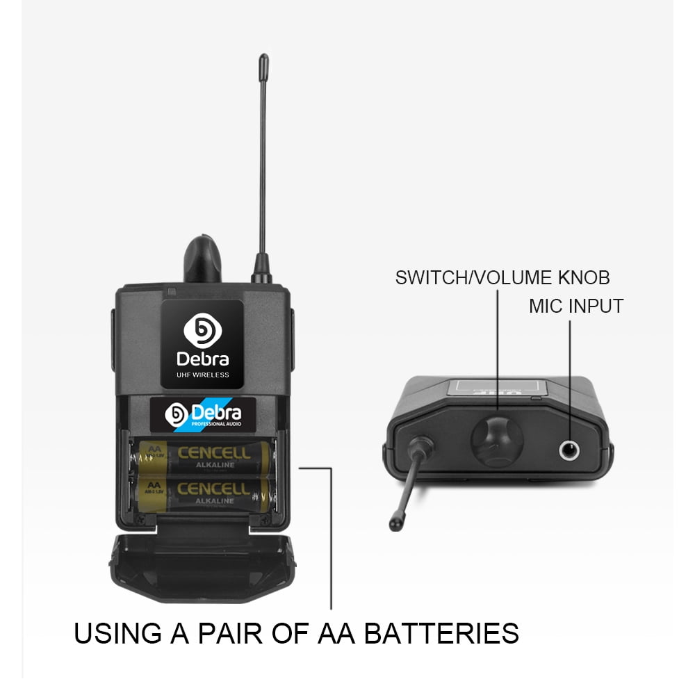 D Debra Cordless Audio Pro UHF 4 Channel Wireless Microphone System