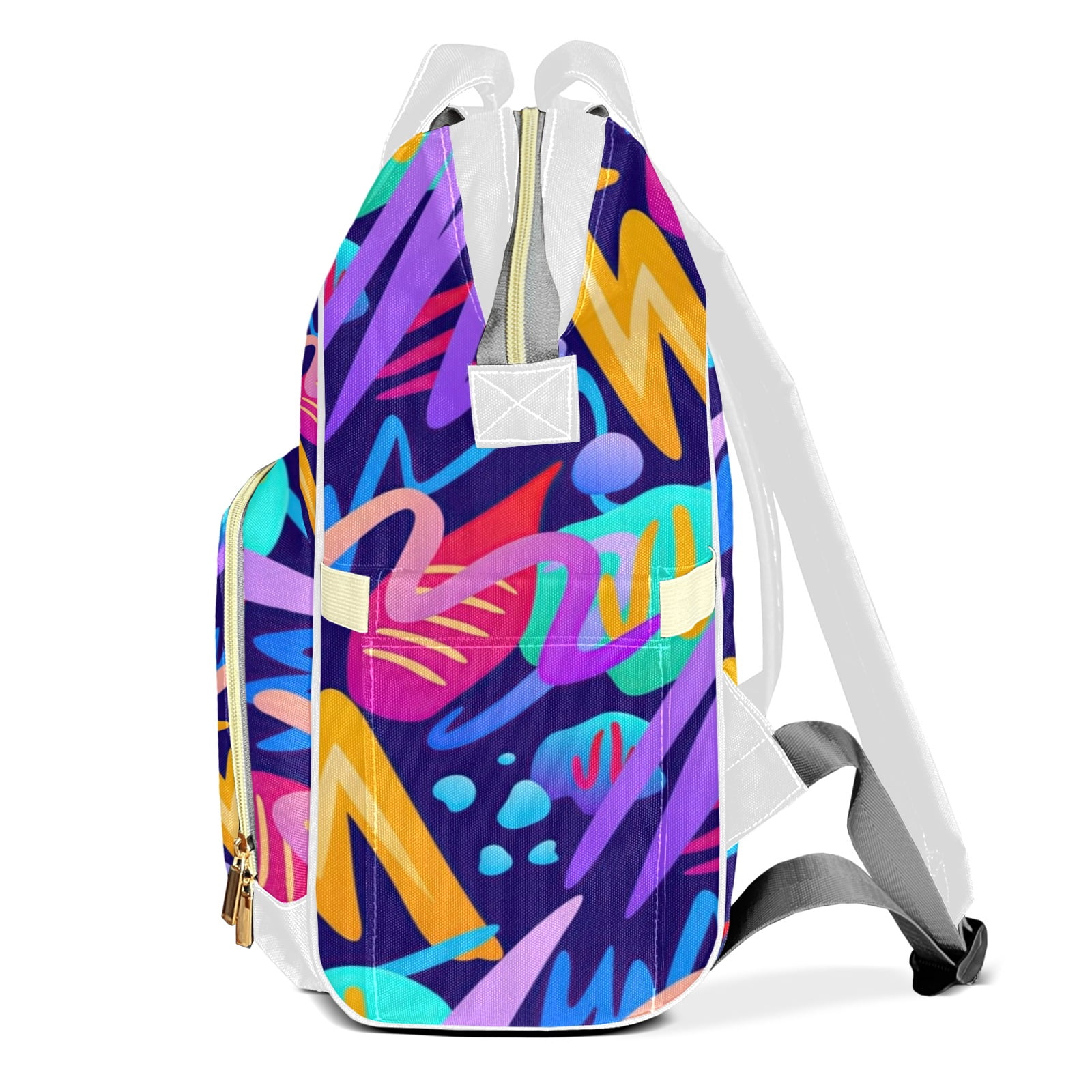 Abstract Geometric Pattern Diaper Bag Backpack – Large Capacity, Insulated Baby Bottle Pocket, Multifunctional Mommy Bag for Boys & Girls
