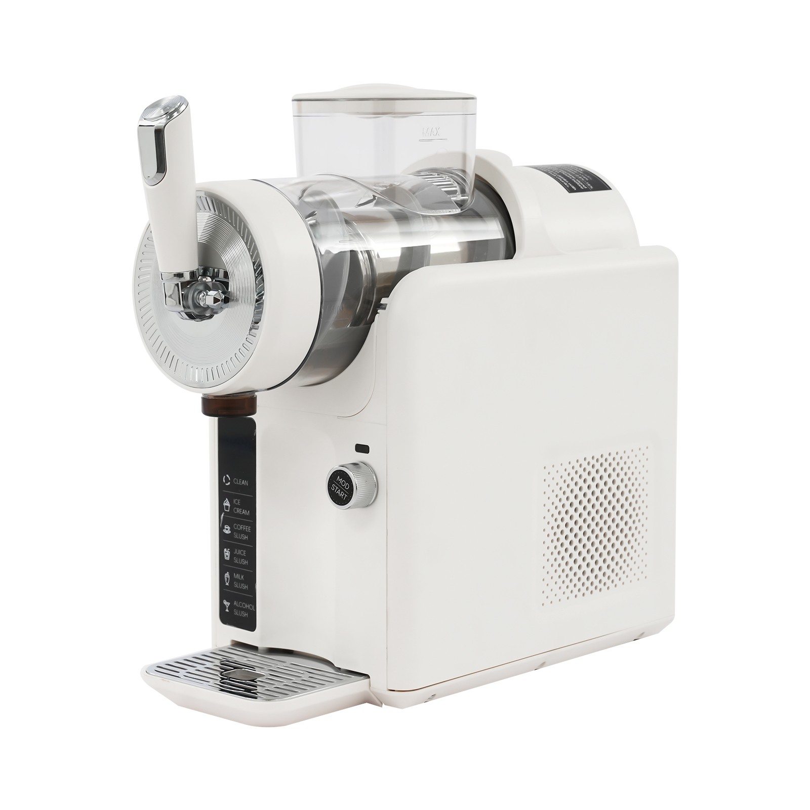 Slushie Machine, Automatic Frozen Drink Maker with 6 Modes for Slush, Ice Cream, Smoothies, Cocktails, 185W Motor, LED Display, Self-Cleaning, Includes Ice Cream Molds, Beige, 110V