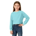 thumbnail image 2 of KyCheLot Girls Crop Tops Long Sleeve Round Neck Solid Color Casual Wear Sweatshirt for 3-14 Years, 2 of 7