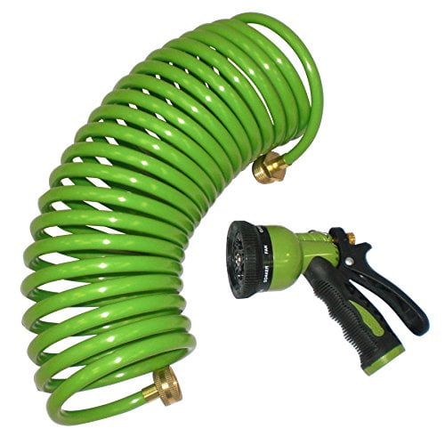 Centurion 814 Polyurethane 25' Coil Garden Hose w/ Nozzle