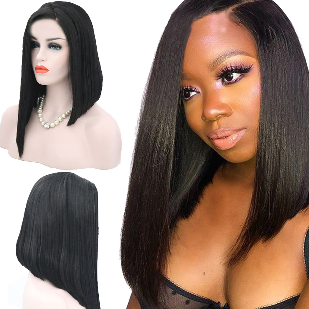 Gobestart Women's Fashion Wig Black Synthetic Hair short Wigs straight