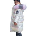 thumbnail image 4 of KAUOD Girls Long Winter Parka Coats Cute Gradient Color Quilted Puffer Jackets Faux-F𝐮r Insulated 𝗦now Ski down Outwear, 4 of 6