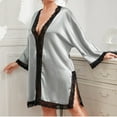 thumbnail image 1 of LSLJS Pyjama Mince pour Femmes de Printemps et d'Été Grande Taille et Taille Forte, Nuisette Imprimée de Mode Féminine, Long Cardigan Décontracté, Vêtements de Maison, Peignoirs Cadeaux pour Femmes, 1 of 4