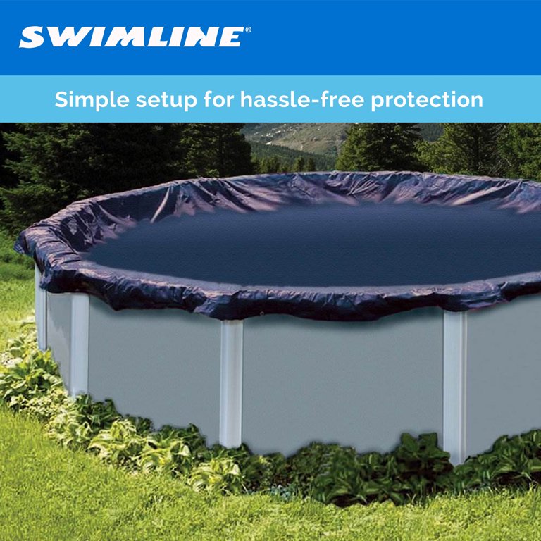 Swimline 18ft Round Above Ground Swimming Pool Cover + 4x4