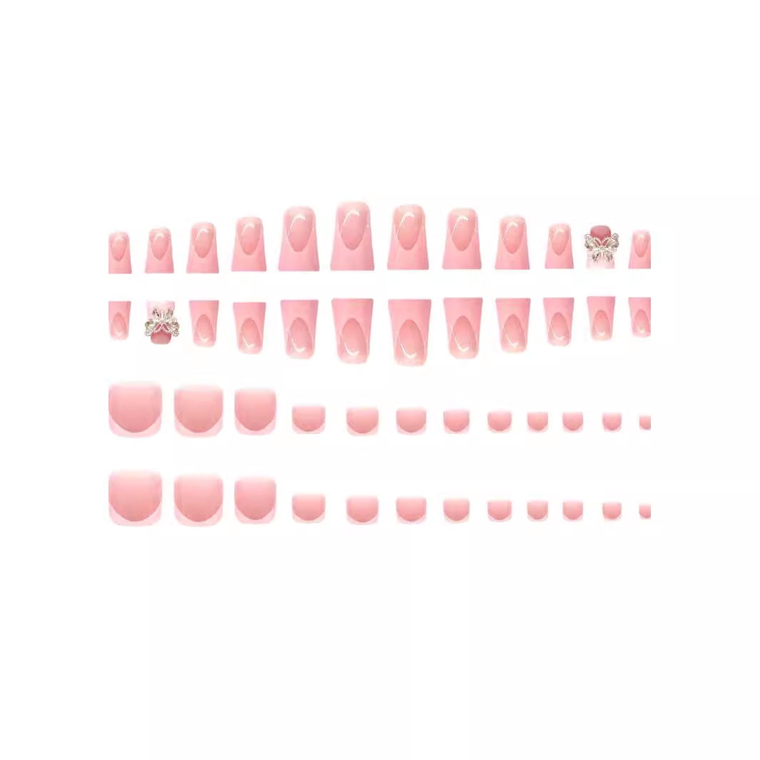 Cross-border hot sale, European and American temperament flash butterfly hand and foot two-piece set, wearing armor removable fake nail finished product wholesale