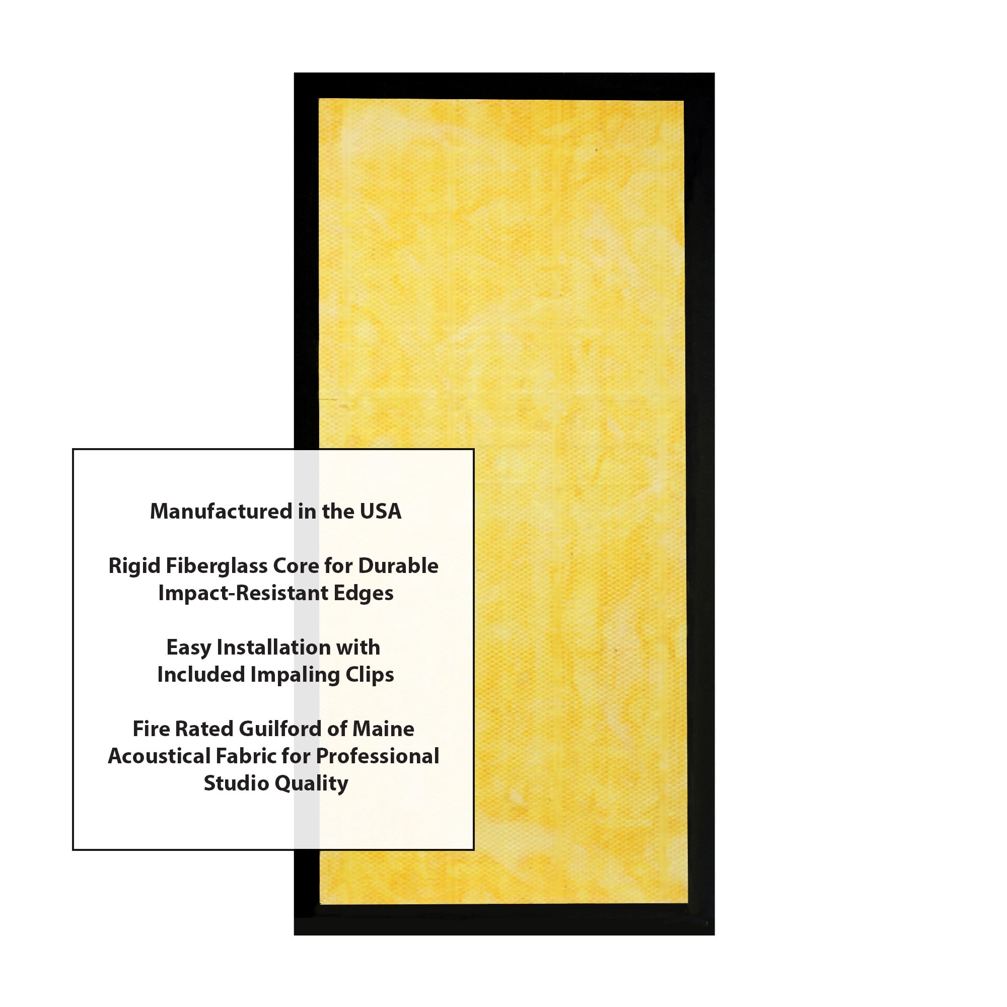 ATS Hardened Edge Fire Rated Professional Studio Quality Acoustic Panel 24x48x1 Pitch