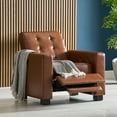 thumbnail image 3 of GDF Studio Langseth Contemporary Tufted Pushback Recliner, Cognac Brown Faux Leather and Dark Brown, 3 of 13