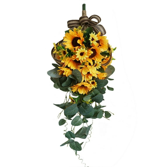 Simulation decoration drooping bouquet veils curtains tied flower wall hanging wall decoration door decoration courtyard decoration eucalyptus sunflower-sunflower ornament bouquet