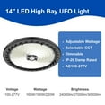 thumbnail image 2 of 2 Pack LED UFO High Bay Light Dimmable 4-Colour Selectable Black 14 in. 200-Watt Integrated 30000 Lumens, 2 of 5