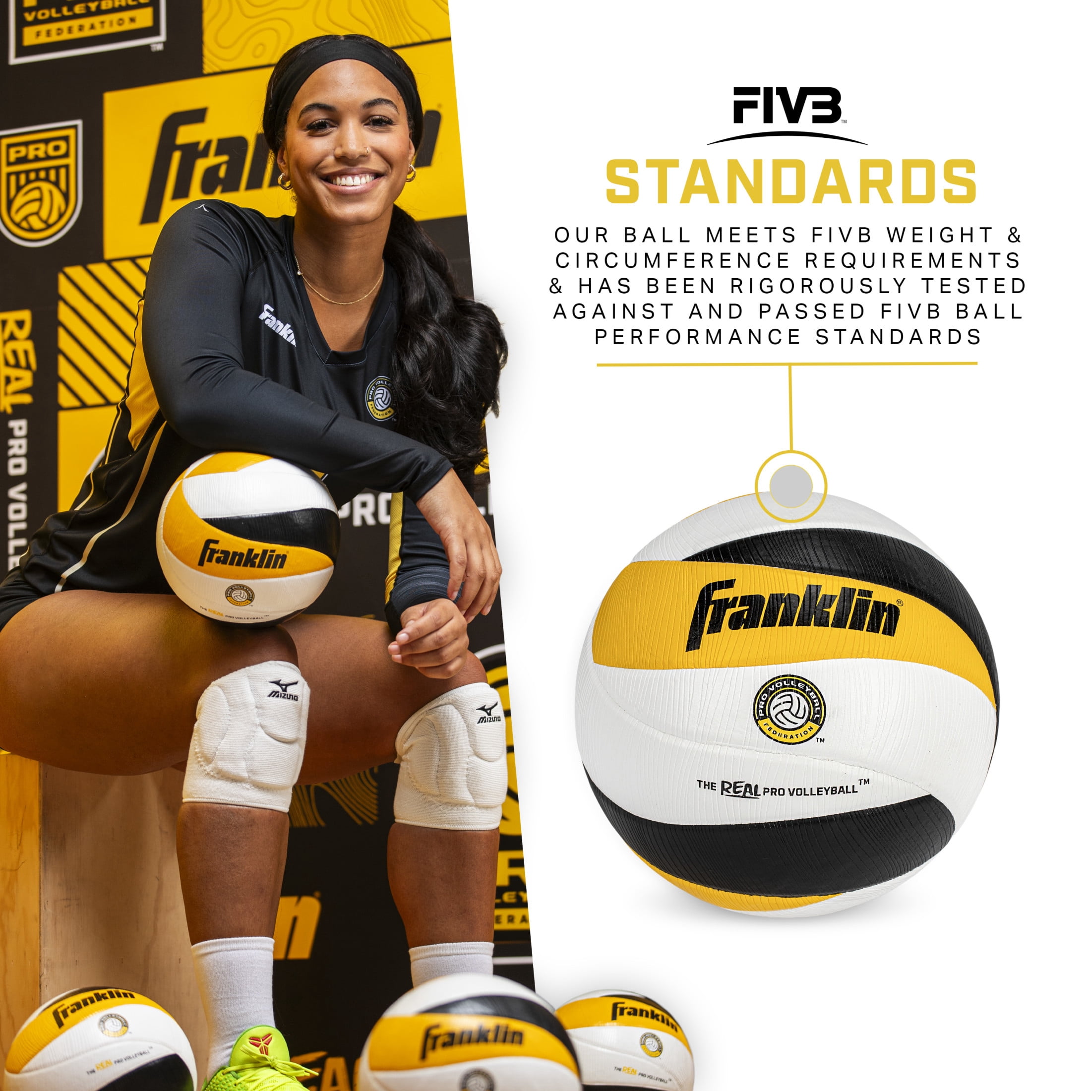 Franklin Sports PVF REAL Pro Indoor Game Volleyball - Official Size Professional Indoor Volleyball for Match Play - 12 Panel Microfiber Cover Game Volleyball Ball - Volleyball + Pump with Needle Set