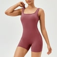 thumbnail image 4 of Olyvenn Stylish Womens Yoga Workout One Piece Tank Top Jumpsuits Scrunch Butt Gym Athletic Bodysuit Bodycon Square Neck Sport Romper Red S, 4 of 4