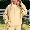 thumbnail image 5 of ZHOGXU Soft Womens Zip Up Hoodie Sweatshirt Solid Color Long Sleeve Tops Relaxed Fit Ribbed Cuffs With Pocket Comfortable Everyday Wear, 5 of 6