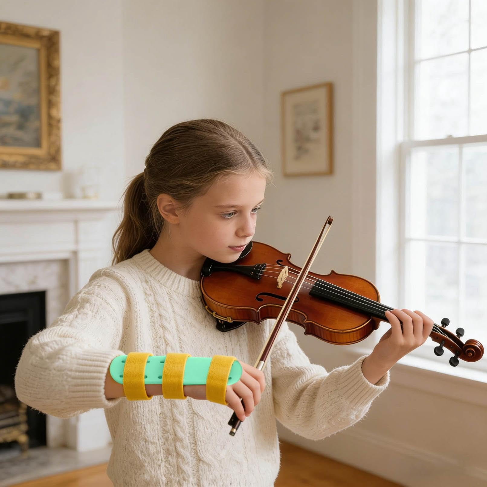 Violin Wrist Practice Aid, Adjustable Corrector for Students and Beginners, Breathable Violin Wrist Assistant, Straight Wrist Trainer for Violin Students Music Lessons Orchestra