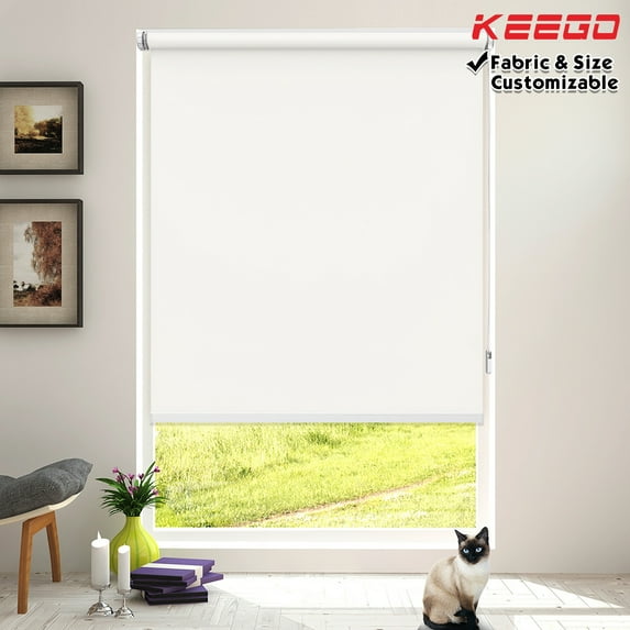 Keego No Drilling Roller Shades for Home Windows Shade UV Protection Blackout Privacy Customizable Color and Size White 47"W x 72"H