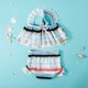 thumbnail image 4 of Augper Toddler Kid Baby Girl Vest Ruffle Print Swimwear+Swimming Trunks Two-Piece Set, 4 of 9