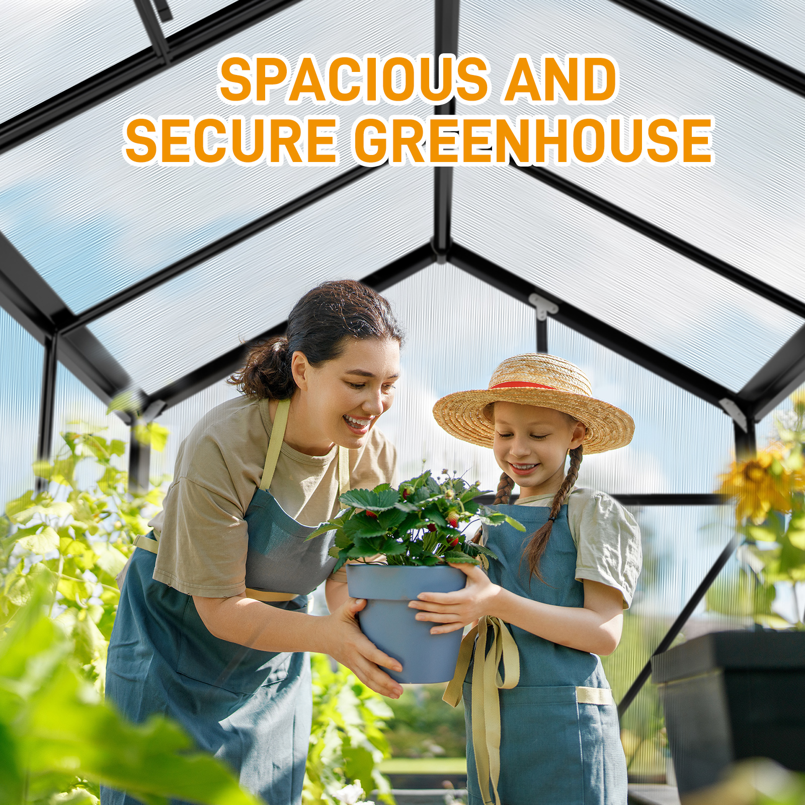 Ktaxon 6'x8' Gardening - Walk in Greenhouse, with Polycarbonate  Aluminum Frame,  Adjustable Vents, Sliding Door, Greenhouse for Outdoor