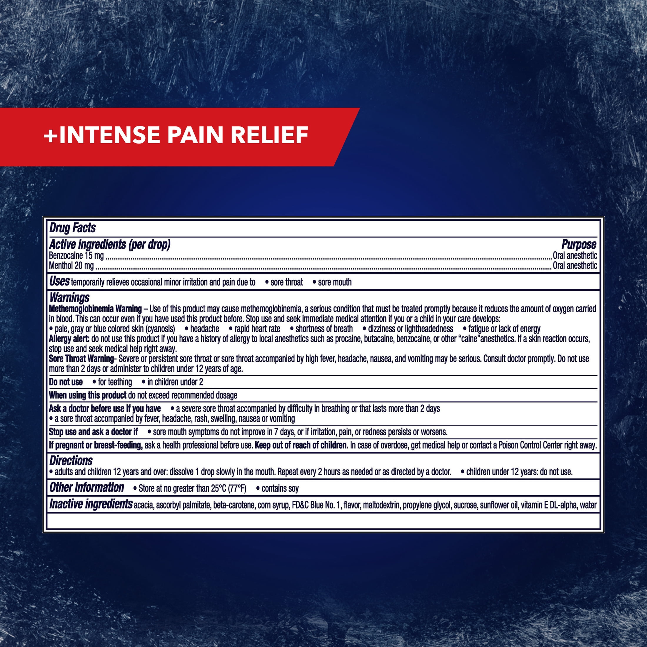 Vicks VapoCOOL SEVERE +Intense Pain Relief Menthol & Benzocaine Drops, Icy Mint, 30 count