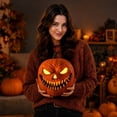thumbnail image 5 of Halloween Pumpkin Decorative Light Sound Activated Glowing LED 1 Piece Battery Powered Scary Jack O Lantern Decor for Indoor Outdoor Yard Patio Porch Table Desktop Halloween Party Decoration, 5 of 8