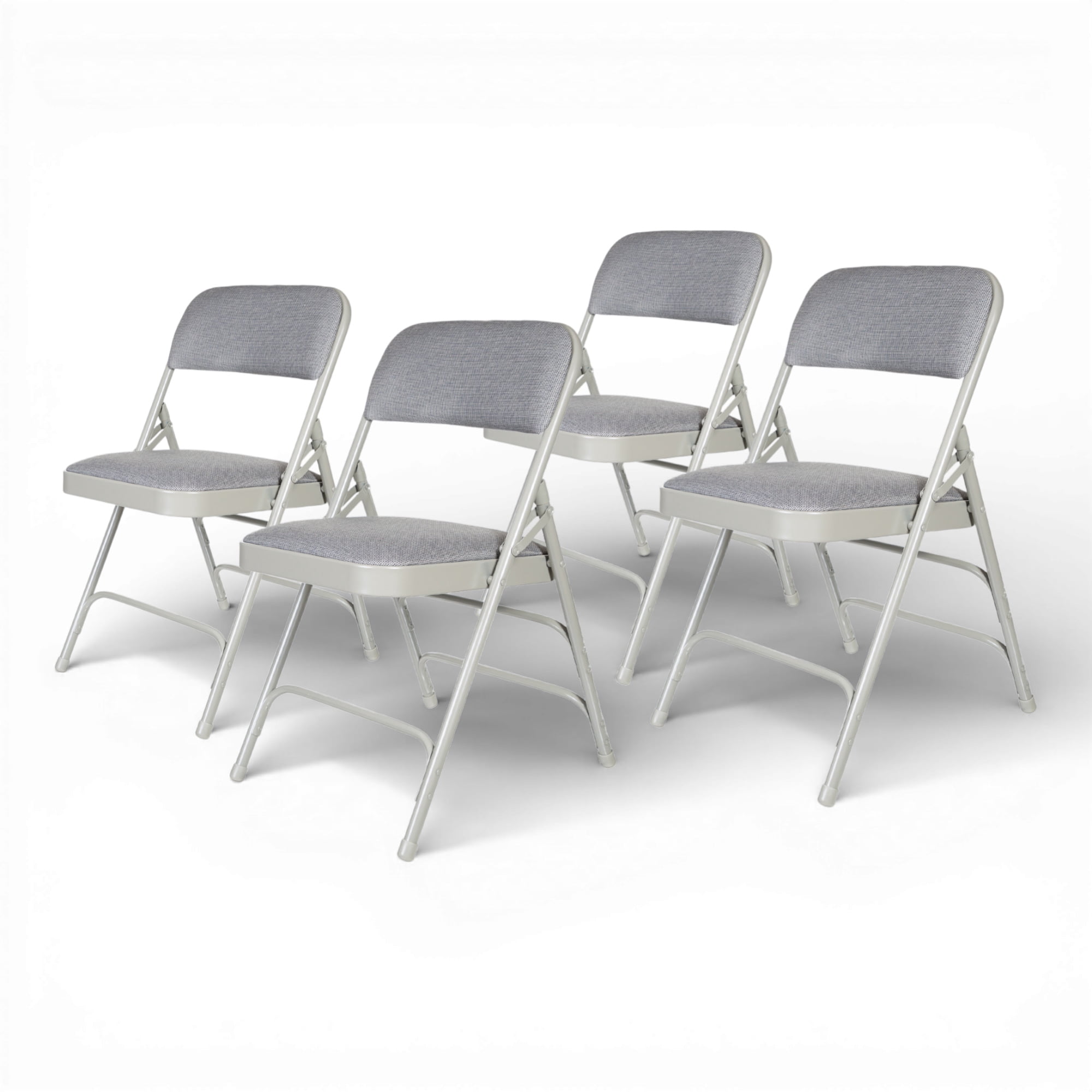 Hampden Furnishings Bernadine Collection Fabric Triple Brace Folding Chair, Grey, Pack of 4